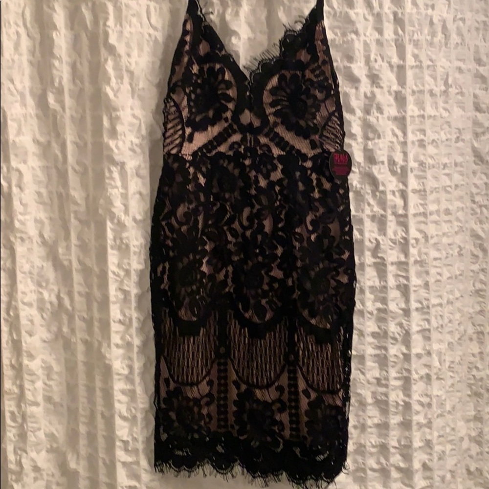 Black Nude Illusion Lace Dress